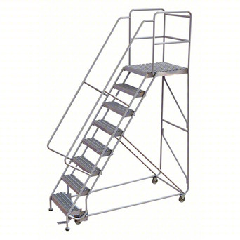 Rolling Ladder: 80 In Platform Height, 28 In Platform Deep, 24 In Platform Wide, Serrated, 36 In Bottom Wide