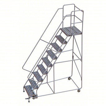 Rolling Ladder: 90 In Platform Height, 21 In Platform Deep, 24 In Platform Wide, Ribbed, 36 In Bottom Wide