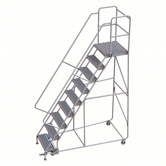 Rolling Ladder: 90 In Platform Height, 21 In Platform Deep, 24 In Platform Wide, Serrated, 36 In Bottom Wide