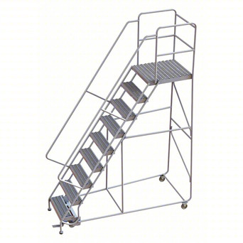 Rolling Ladder: 90 In Platform Height, 28 In Platform Deep, 24 In Platform Wide, Serrated, 36 In Bottom Wide