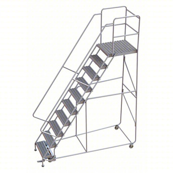 Rolling Ladder: 100 In Platform Height, 28 In Platform Deep, 24 In Platform Wide, Serrated, 36 In Bottom Wide