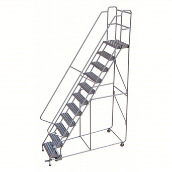Rolling Ladder: 110 In Platform Height, 14 In Platform Deep, 24 In Platform Wide, Ribbed, 38 In Bottom Wide