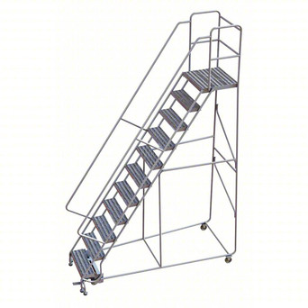 Rolling Ladder: 110 In Platform Height, 21 In Platform Deep, 24 In Platform Wide, Ribbed, 38 In Bottom Wide