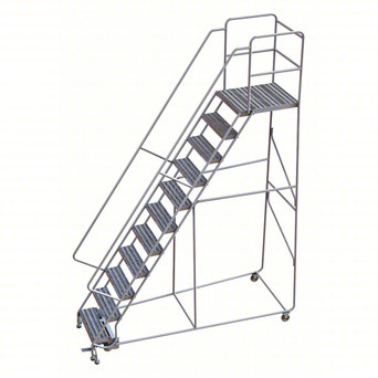 Rolling Ladder: 110 In Platform Height, 28 In Platform Deep, 24 In Platform Wide, Ribbed, 38 In Bottom Wide