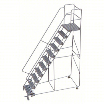 Rolling Ladder: 110 In Platform Height, 21 In Platform Deep, 24 In Platform Wide, Serrated, 38 In Bottom Wide