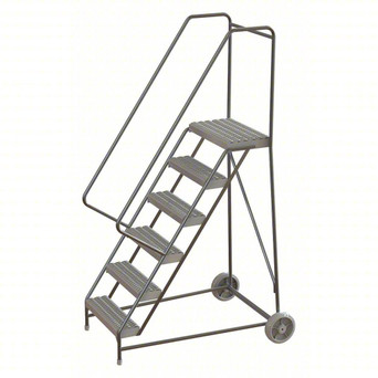 Wheelbarrow Ladder: 60 In Platform Height, 14 In Platform Deep, 16 In Platform Wide, Serrated, Gray