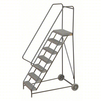 Wheelbarrow Ladder: 70 In Platform Height, 14 In Platform Deep, 16 In Platform Wide, Serrated, Gray