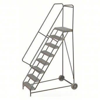 Wheelbarrow Ladder: 80 In Platform Height, 14 In Platform Deep, 24 In Platform Wide, Serrated, Gray