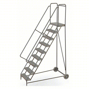 Wheelbarrow Ladder: 90 In Platform Height, 14 In Platform Deep, 24 In Platform Wide, Serrated, Gray