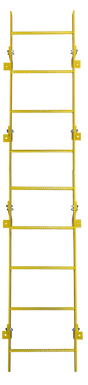 Tri-Arc Fixed Ladder: 8 Ft, 8 Ft Top Step Height, 9 Steps, 25 In Overall Wide, Top