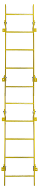 Tri-Arc Fixed Ladder: 9 Ft, 9 Ft Top Step Height, 10 Steps, 25 In Overall Wide, Top