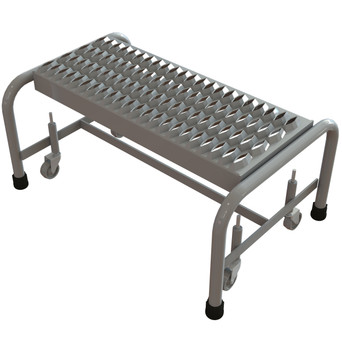 Tri-Arc Rolling Platform: 1 Steps, 12" Top Step Height, 24" Bottom Width, 450 Lb Load Capacity, Grip Strut Tread, Gray