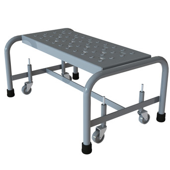 Tri-Arc Rolling Platform: 1 Steps, 12" Top Step Height, 24" Bottom Width, 450 Lb Load Capacity, Perforated, Gray