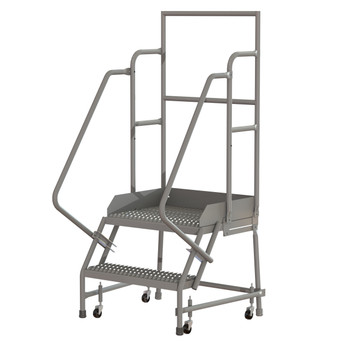 Wl 2 Step Steel Rolling Ladder Grip 24 HR With 20" With Deep Top Step Step
