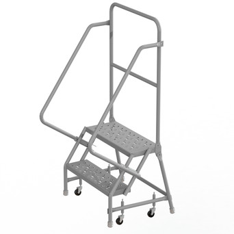 Wl 2 Step Steel Rolling Ladder Perforated 24 Hr