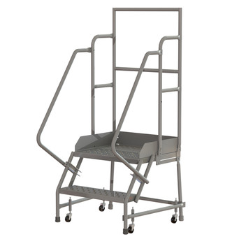 Wl 2 Step Steel Rolling Ladder Perforated 24 HR With 20" With Deep Top Step Step