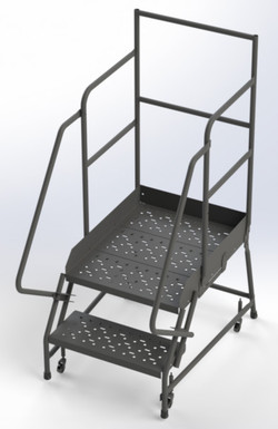 Wl 2 Step Steel Rolling Ladder Perforated 24 HR With 30" With Deep Top Step Step