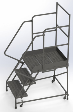 Wl 3 Step Steel Rolling Ladder Grip 24 HR With 30" With Deep Top Step Step