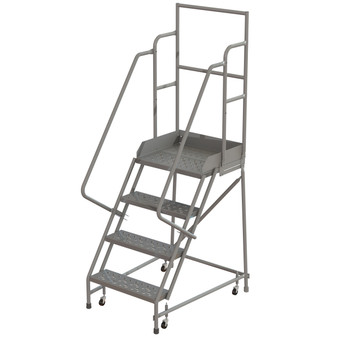 Wl 4 Step Steel Rolling Ladder Perforated 24 HR With 20" With Deep Top Step Step