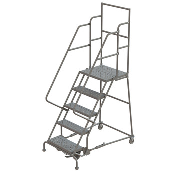 Wl 5 Step Steel Rolling Ladder Perforated 24 HR With 20" With Deep Top Step Step