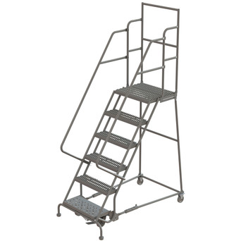 Wl 6 Step Steel Rolling Ladder Grip 24 HR With 20" With Deep Top Step Step