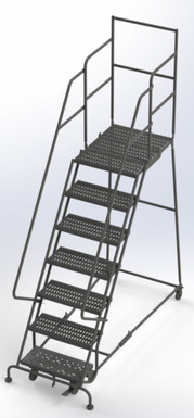 Wl 7 Step Steel Rolling Ladder Grip 24 HR With 30" With Deep Top Step Step