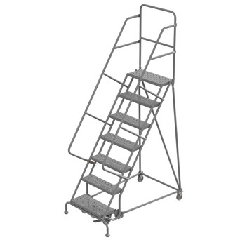 Wl 7 Step Steel Rolling Ladder Perforated 24 Hr