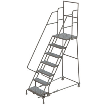 Wl 7 Step Steel Rolling Ladder Perforated 24 HR With 20" With Deep Top Step Step