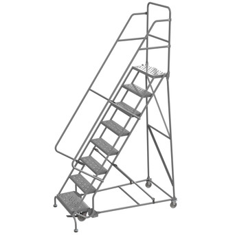 Wl 8 Step Steel Rolling Ladder Perforated 24 Hr