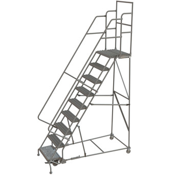 Wl 9 Step Steel Rolling Ladder Grip 24 HR With 20" With Deep Top Step Step