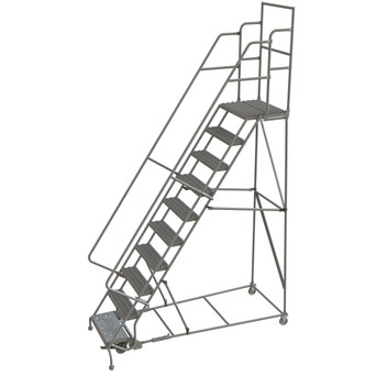 Wl 10 Step Steel Rolling Ladder Grip 24 HR With 20" With Deep Top Step Step