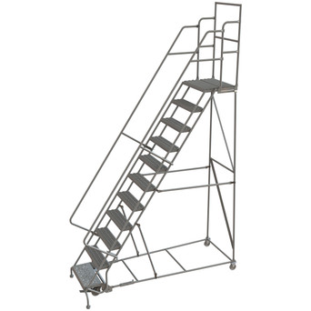 Wl 11 Step Steel Rolling Ladder Grip 24 HR With 20" With Deep Top Step Step