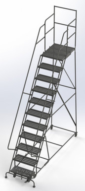 Wl 11 Step Steel Rolling Ladder Grip 24 HR With 30" With Deep Top Step Step