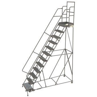 Wl 12 Step Steel Rolling Ladder Grip 24 HR With 20" With Deep Top Step Step