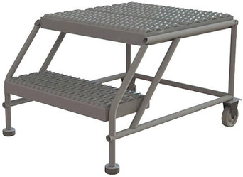 Tri-Arc Rolling Work Platform: 2 Steps, 20 In, 24 In Platform Wide, 24 In Platform Deep, Gray, Steel