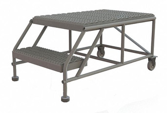 Tri-Arc Rolling Work Platform: 2 Steps, 20 In, 24 In Platform Wide, 35 In Platform Deep, Gray, Steel