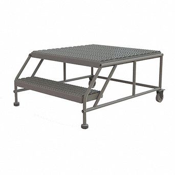 Tri-Arc Rolling Work Platform: 2 Steps, 20 In, 36 In Platform Wide, 35 In Platform Deep, Gray, Steel