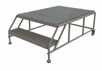 Tri-Arc Rolling Work Platform: 2 Steps, 20 In, 36 In Platform Wide, 47 In Platform Deep, Gray, Steel