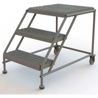 Tri-Arc Rolling Work Platform: 3 Steps, 30 In, 24 In Platform Wide, 24 In Platform Deep, Gray, Steel