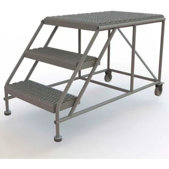 Tri-Arc Rolling Work Platform: 3 Steps, 30 In, 24 In Platform Wide, 35 In Platform Deep, Gray, Steel