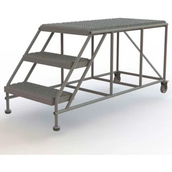 Tri-Arc Rolling Work Platform: 3 Steps, 30 In, 24 In Platform Wide, 47 In Platform Deep, Gray, Steel
