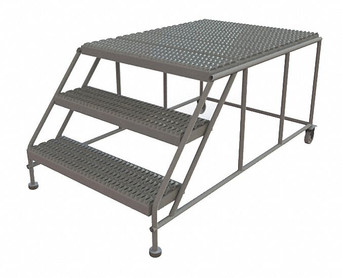 Tri-Arc Rolling Work Platform: 3 Steps, 30 In, 36 In Platform Wide, 47 In Platform Deep, Gray, Steel