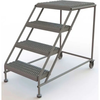 Tri-Arc Rolling Work Platform: 4 Steps, 40 In, 24 In Platform Wide, 24 In Platform Deep, Gray, Steel