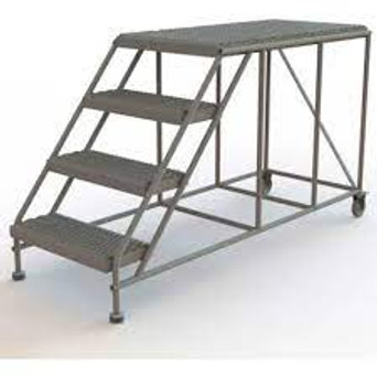 Tri-Arc Rolling Work Platform: 4 Steps, 40 In, 24 In Platform Wide, 47 In Platform Deep, Gray, Steel