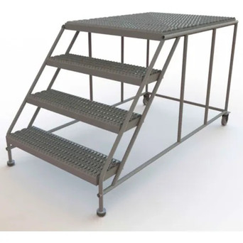 Tri-Arc Rolling Work Platform: 4 Steps, 40 In, 36 In Platform Wide, 47 In Platform Deep, Gray, Steel