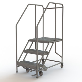 WL 3 Step Steel Work Platform 24 X 24 Grip Rails