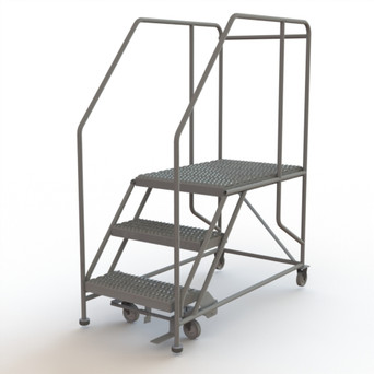 Tri-Arc Forward Descent Rolling Work Platform: 3 Steps, 30 In, 24 In Platform Wide, 35 In Platform Deep