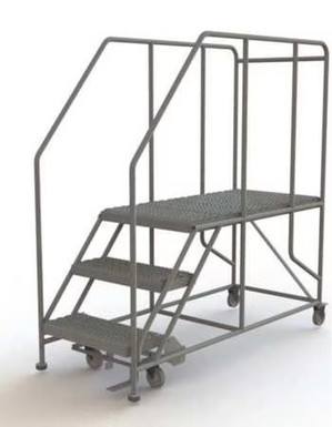 Tri-Arc Forward Descent Rolling Work Platform: 3 Steps, 30 In, 24 In Platform Wide, 47 In Platform Deep