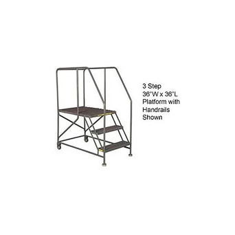 WL 3 Step Steel Work Platform 36 X 36 Grip Rails