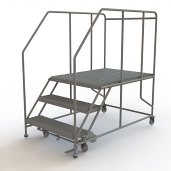 Tri-Arc Forward Descent Rolling Work Platform: 3 Steps, 30 In, 36 In Platform Wide, 47 In Platform Deep